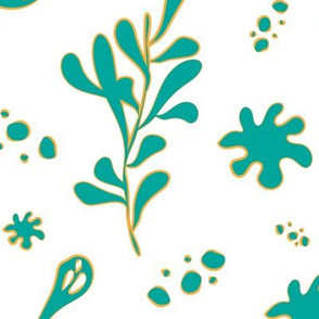 Seaweed and Planktons Blue Green and Gold
