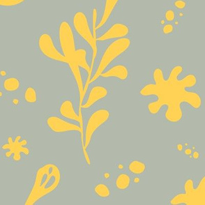 Seaweed and Planktons Gold and Gray