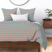 Bargello scallop waves turquoise coral small