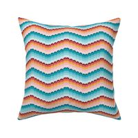 Bargello scallop waves turquoise coral small