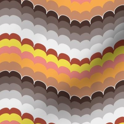 Bargello scallop waves brown orange large