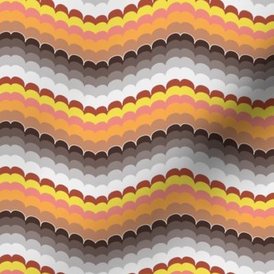 Bargello scallop waves brown orange small