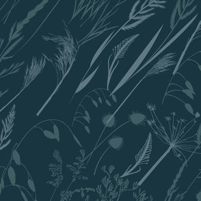 Grasses diagonal - blue - medium