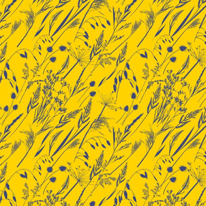 Grasses diagonal - yellow - medium