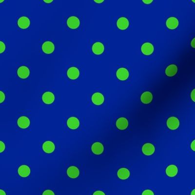 Polka Dots - Green Dots on a royal blue background