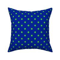 Polka Dots - Green Dots on a royal blue background