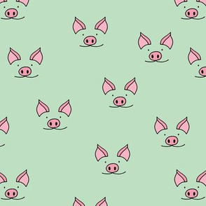 Pig nose and ears adorable faces in pink and mint green