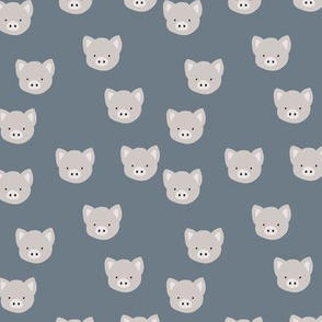 The minimalist boho piglet face adorable farm animal pig baby nursery design boys stone blue gray