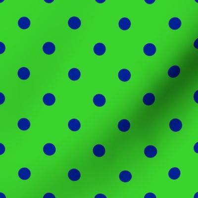 Polka Dots - Bluish Purple dots on a Green background