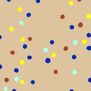 The minimalist neon confetti spots and dots colorful pop art style design beige sand mint eclectic blue yellow neutral