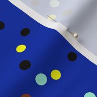 The minimalist neon confetti spots and dots colorful pop art style design rust mint eclectic blue yellow neutral