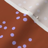 The minimalist neon confetti spots and dots colorful pop art style design brick red lilac