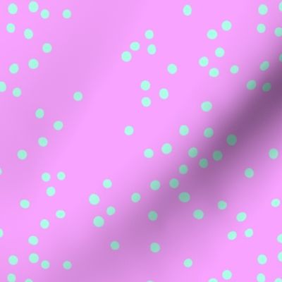 The minimalist neon confetti spots and dots colorful pop art style design pink mint