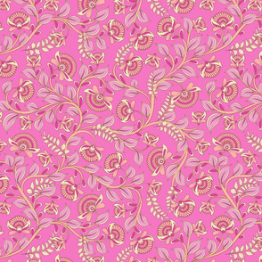 Pink Kalamkari Coordinate Florals