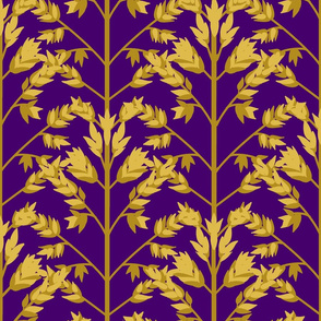 Grass Pattern 1 Gold  150 - Purple Large