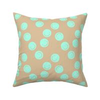 Pop art smiley design bright spring colored chat icon bright mint green beige sand