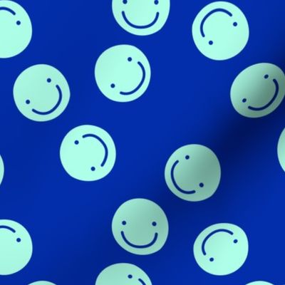 Pop art smiley design bright spring colored chat icon bright eclectic blue mint green