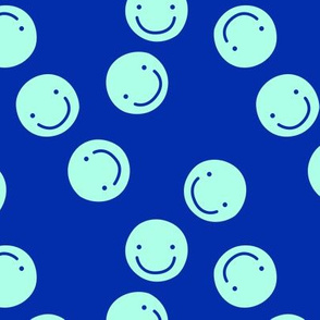 Pop art smiley design bright spring colored chat icon bright eclectic blue mint green