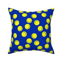 Pop art smiley design bright spring colored chat icon bright eclectic blue yellow