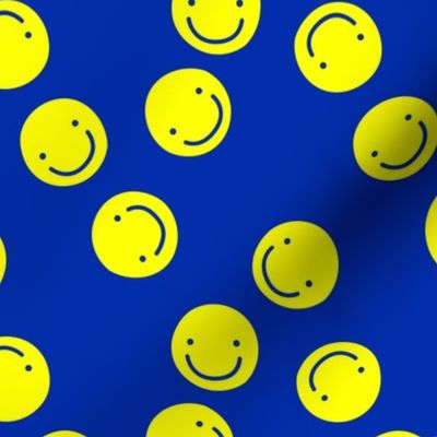 Pop art smiley design bright spring colored chat icon bright eclectic blue yellow