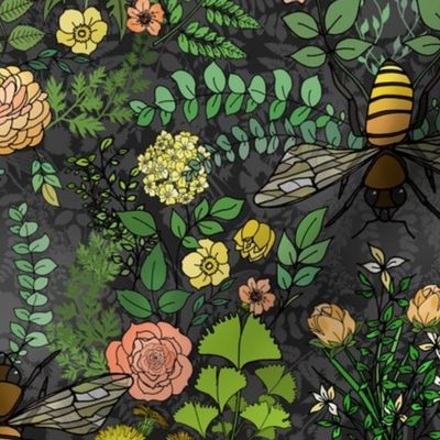 Honey Bees, Flowers and Trees  (medium scale) 