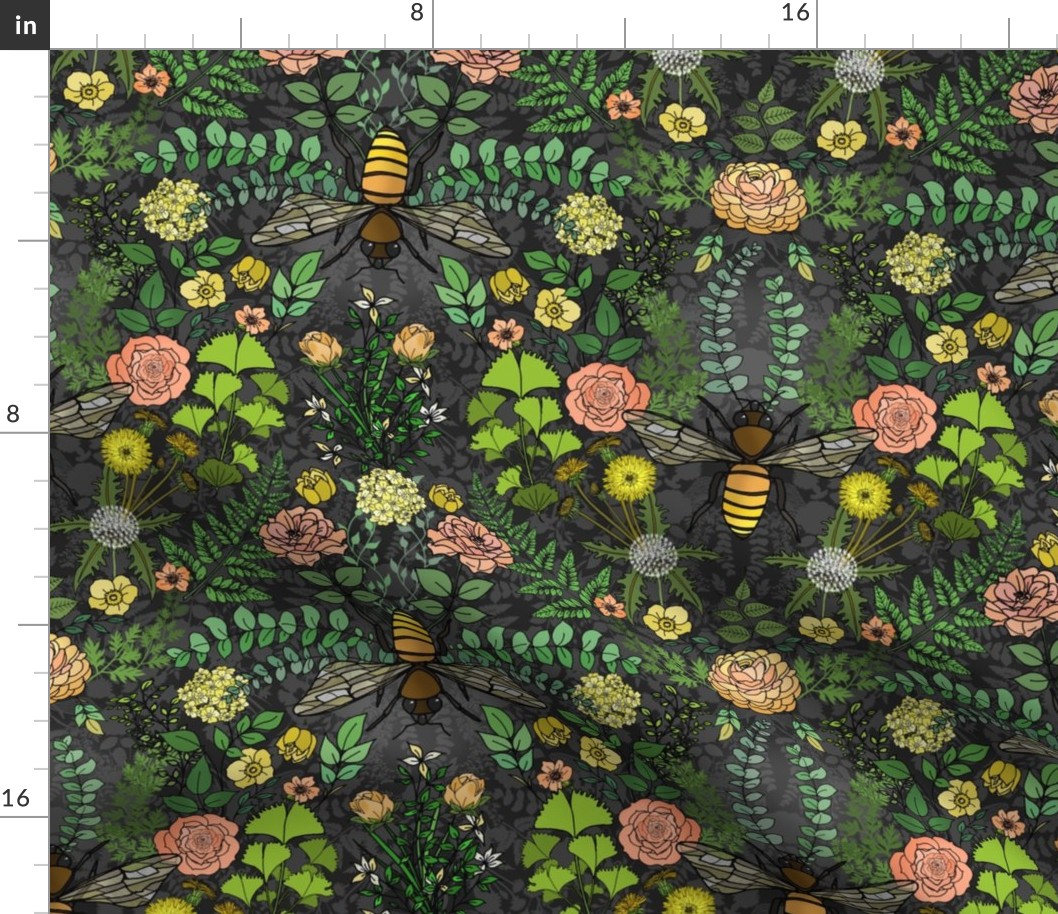 Honey Bees, Flowers and Trees  (medium scale) 