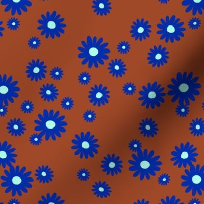 The minimalist neon Summer day daisies pop art Scandinavian boho style nursery brick red eclectic blue mint