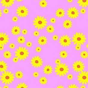 The minimalist neon Summer day daisies pop art Scandinavian boho style nursery pink yellow orange 