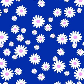 The minimalist neon Summer day daisies pop art Scandinavian boho style nursery eclectic blue white pink 
