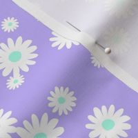 The minimalist neon Summer day daisies pop art Scandinavian boho style nursery lilac purple white mint 