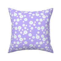 The minimalist neon Summer day daisies pop art Scandinavian boho style nursery lilac purple white mint 