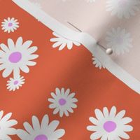 The minimalist neon Summer day daisies pop art Scandinavian boho style nursery tangerine orange white pink