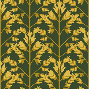 Grass Pattern 1 Gold  150 - Green Large