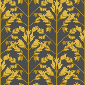 Grass Pattern 1 Gold  150 - Gray Large
