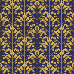 Grass Pattern 1 Gold  150 - Blue Medium