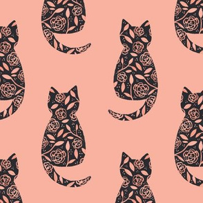 Floral Cat Silhouettes (Pink)