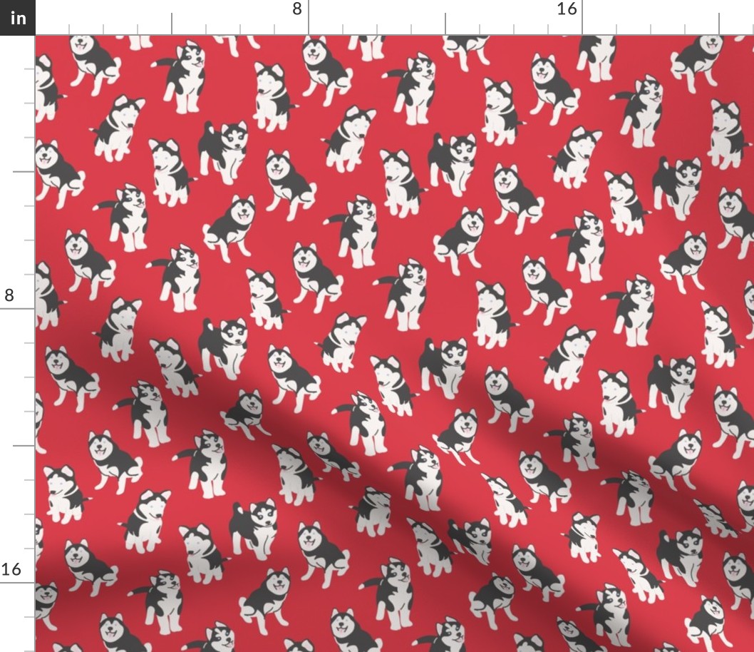 Siberian Husky Dog on Red / Dog breed / Dog fabric