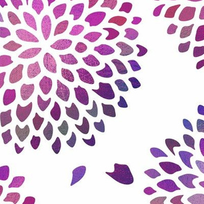 Dahlia Purple Foil Half Drop Pattern White BG 