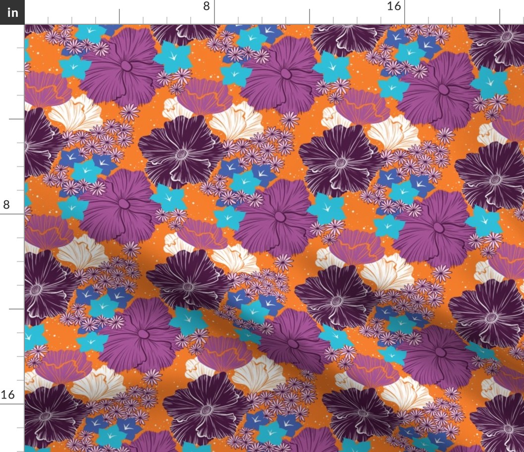 Retro Florals Orange 6" Repeat