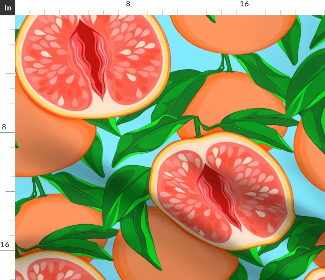 Pink Grapefruit Pattern_Final_Blue