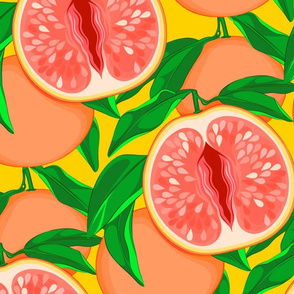 Pink Grapefruit Pattern_Final_Gold