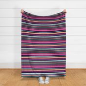 Bigger Scale - Autumn Watercolor Stripe Coordinate - Dark Navy Background