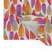 Medium Scale - Autumn Watercolor Leaves - White Background