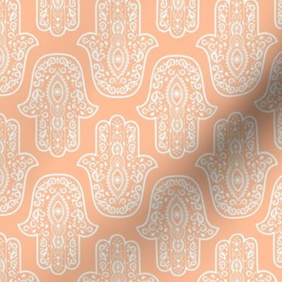 Medium Scale Hamsa Hands White on Peach Fuzz Pantone Color of The Year 2024