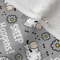 Large Scale Sheep Happens! Sarcastic White Sheep in Silver Grey