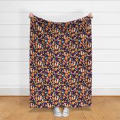 Large Scale - Floral Fox Friends - Navy Background