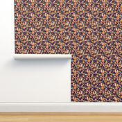 Medium - Floral Fox Friends - Dark Navy Background