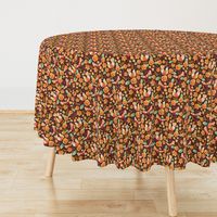 Medium Scale - Floral Fox Friends - Brown Background