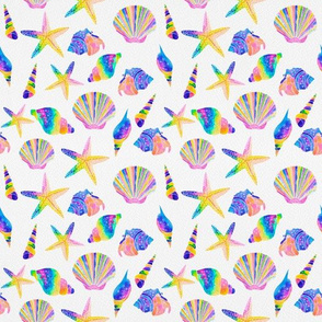 Seashells Pattern - Bright Rainbow