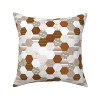 hexies: rust, copper, sugar sand, camel